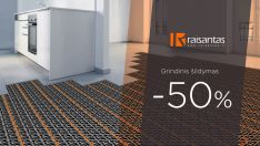 Medžiagos grindiniam šildymui -50%
