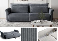 Pilka sofa-lova “Tamir” su dėže patalynei